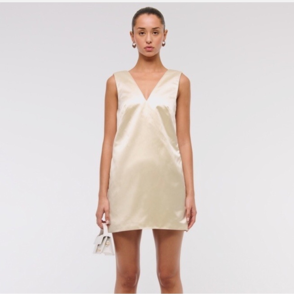 NWT Abercrombie & Fitch Cream V-Neck Mini Dress